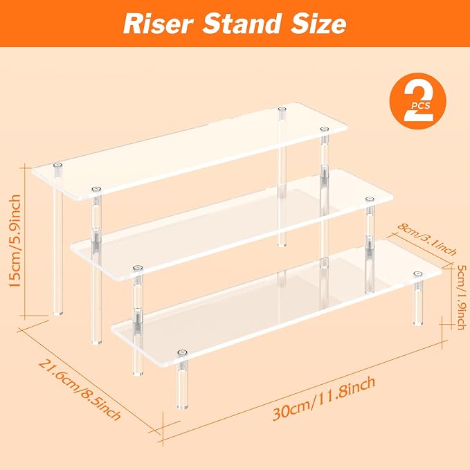 3 Tier Acrylic Display Risers, Large Perfume Organizer Stand, Display Shelves - Image 2