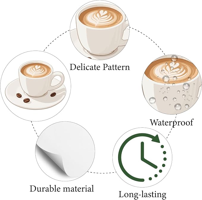 CREATCABIN 128Pcs Coffee Stickers - Image 3