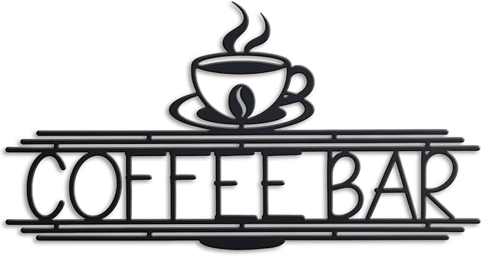 Metal Coffee Bar Sign, 14.96x8 Inch Coffee Sign by KOYILTD