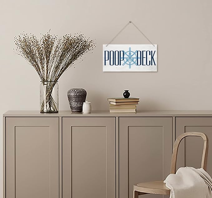 Nautical Style Wood Decor Sign, Poop Deck, Hanging Printed Wooden Plaque Décor - Image 4