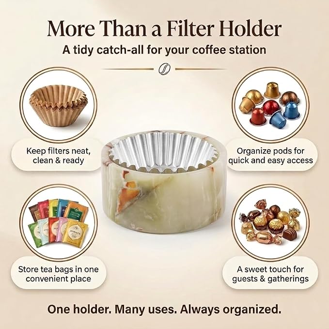 Marble Coffee Filter Holder – 6 inch Handmade Green Onyx Coffee Filter Holder - Image 5