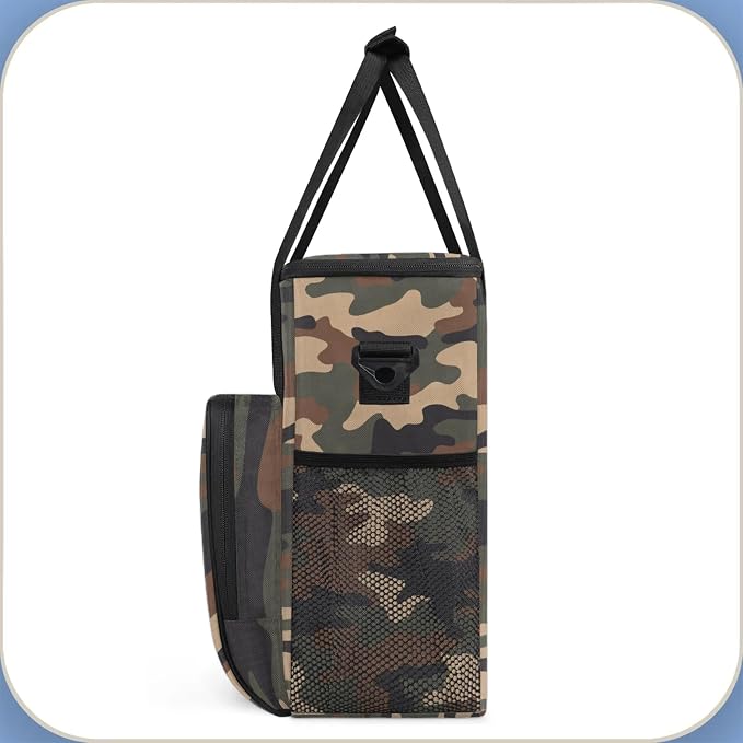 Brown Green Camo Coffee Maker Carring Bag, Large Insulated Storage Organizer - Image 4