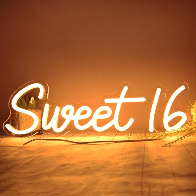 SYLHOME Sweet 16 LED Neon Light Sign Sweet Girls Adults Bedroom Happy 16th - Image 7
