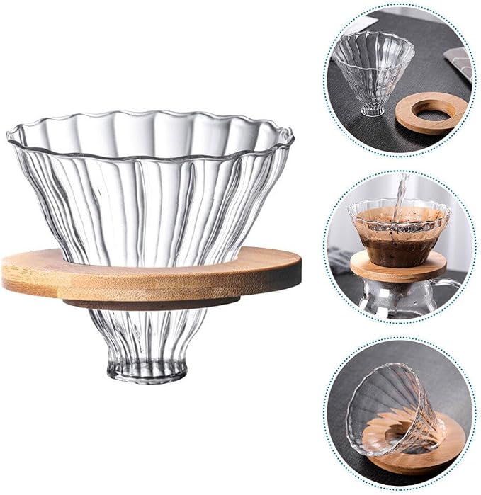 Cabilock 1set Reusable Stripe Glass Coffee Filter Funnel High Borosilicate - Image 5