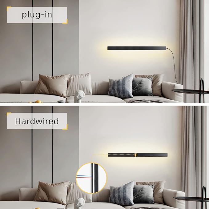 KELUOLY Modern Plug in Long Wall Sconce, 20W Warm White 3000K Acrylic Indoor - Image 6