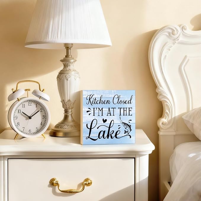 Kitchen Closed I'm At The Beach Box Sign Rustic Wood Block Plaque Box Sign - Image 4