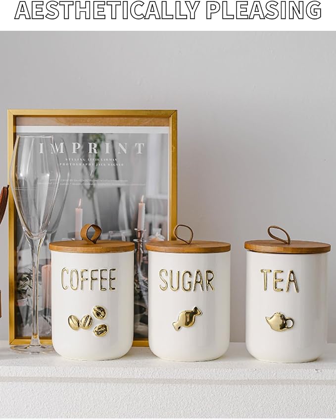 Ceramics Coffee Canisters with Airtight Lids, Simple Style Coffee Bean Storage - Image 6