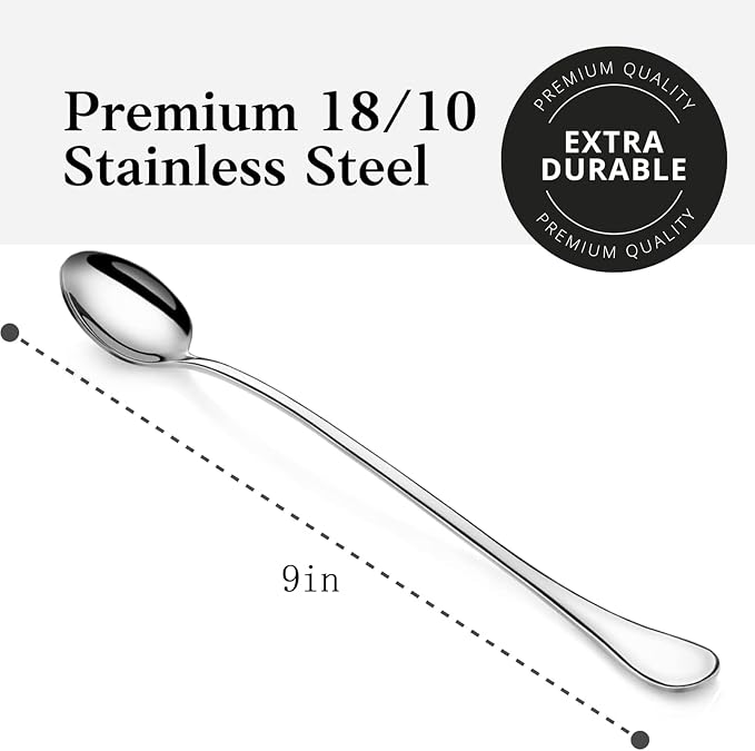 Long Handle Iced Tea Spoons, Tall Coffee & Latte Stirrers, Dessert Spoon Set - Image 2
