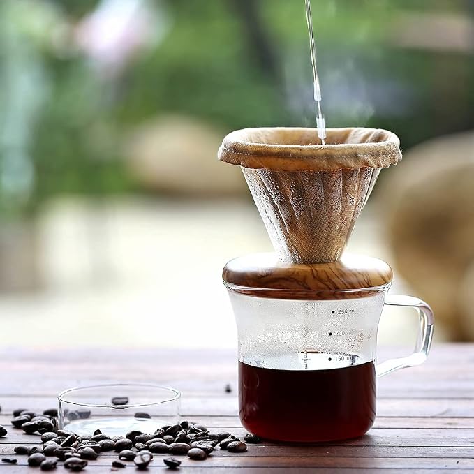 ATHIA Glass Pour Over Coffee Dripper Set, Glass Cone Dripper, Reusable Cloth - Image 2