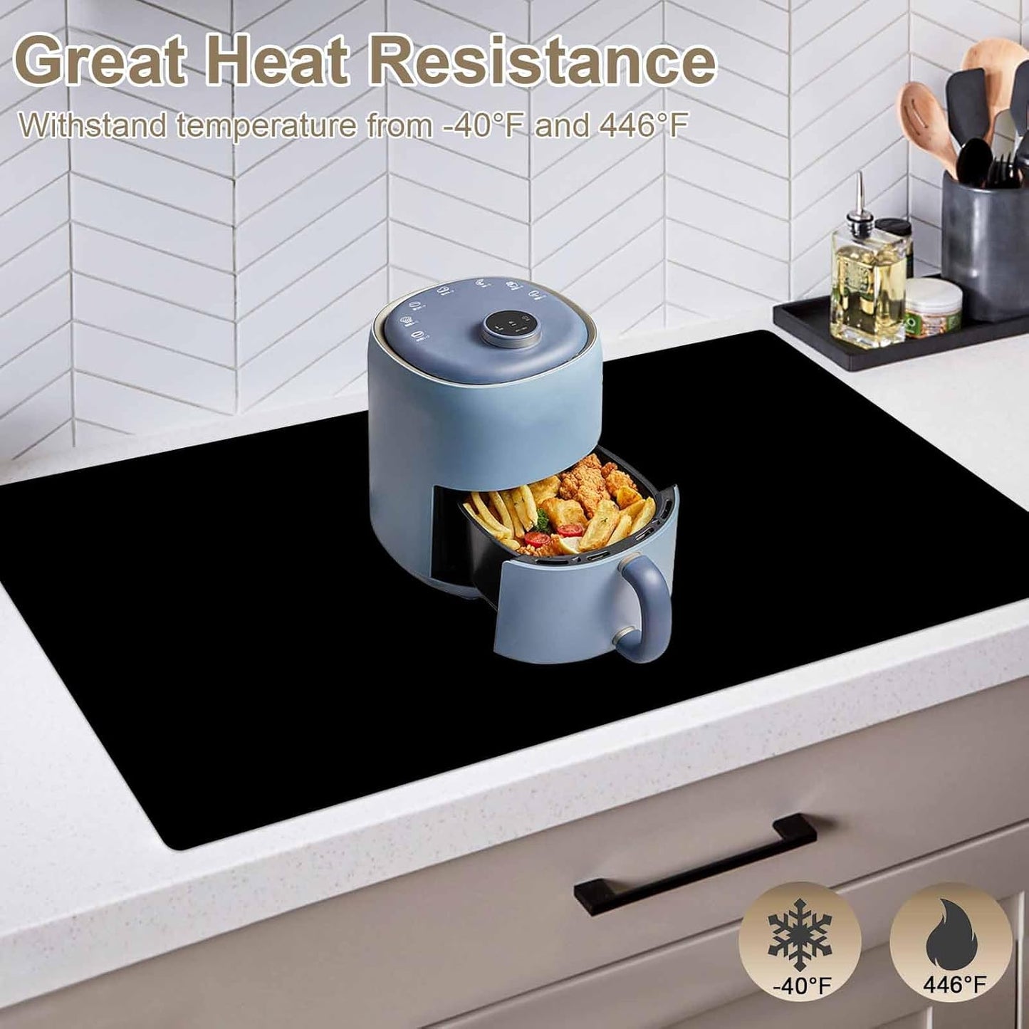 2 Pack 23.62"x15.74"(60cmx40cm) Silicone Kitchen Counter Mats, Heat Resistant Non-Slip Countertop Protector, Waterproof Nonstick Multipurpose Mat, Dark Gray