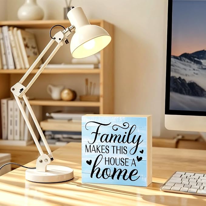 Family Makes This House A Home Wooden Box Sign Rustic Wood Block Plaque Box Sign - Image 5