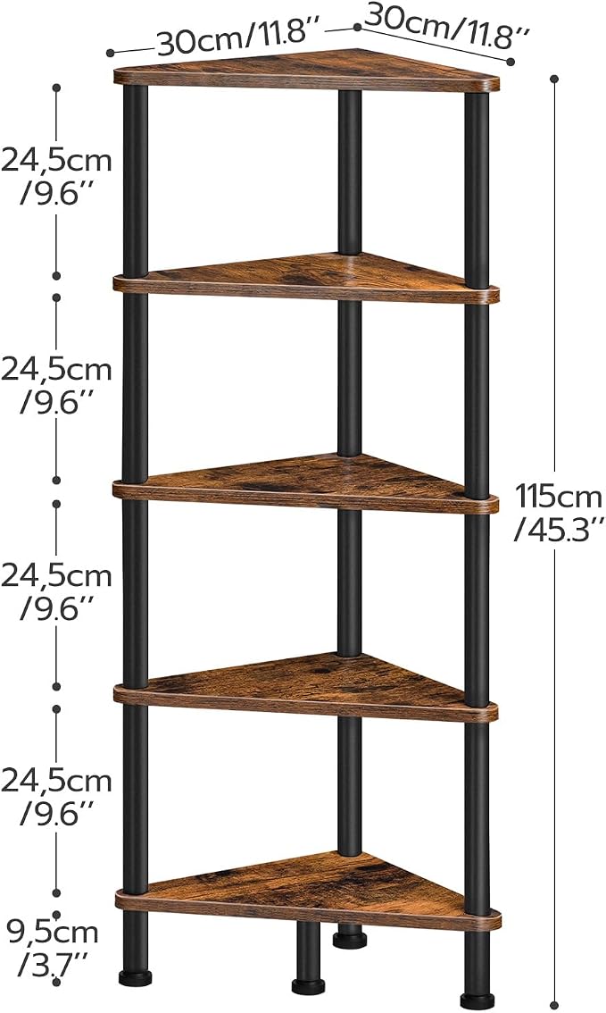 HOOBRO Corner Shelf Stand, Industrial 5-Tier Corner Bookshelf - Image 3