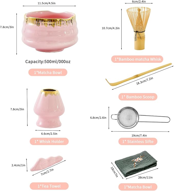 7-Piece Matcha Set: Matcha Bowl + Bamboo Whisk Kit, Ceremonial Matcha Whisk - Image 7