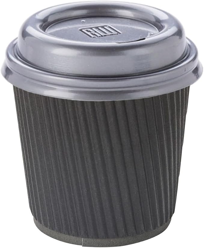 Restaurantware Black Ripple Wall Cups 25 Count 4 Ounce Paper Non-Slip Grip - Image 6