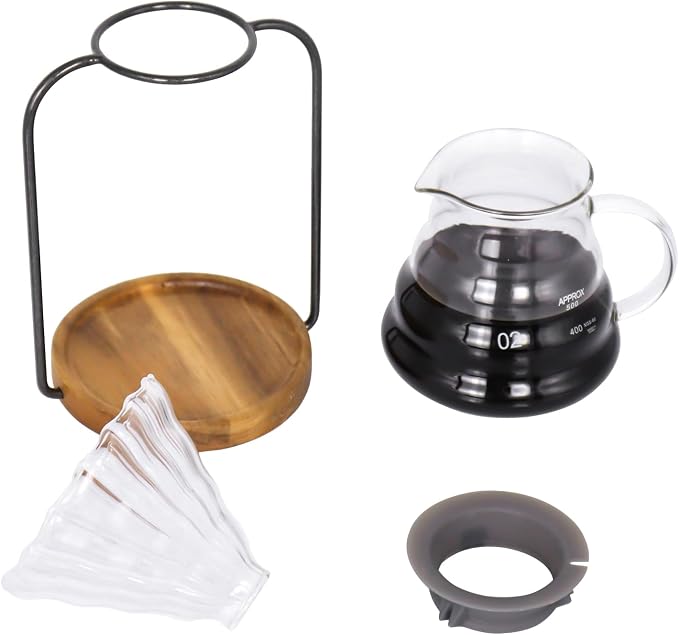 SOTECH Pour Over Coffee Dripper Set, Filter Holder Glass Server - Image 4