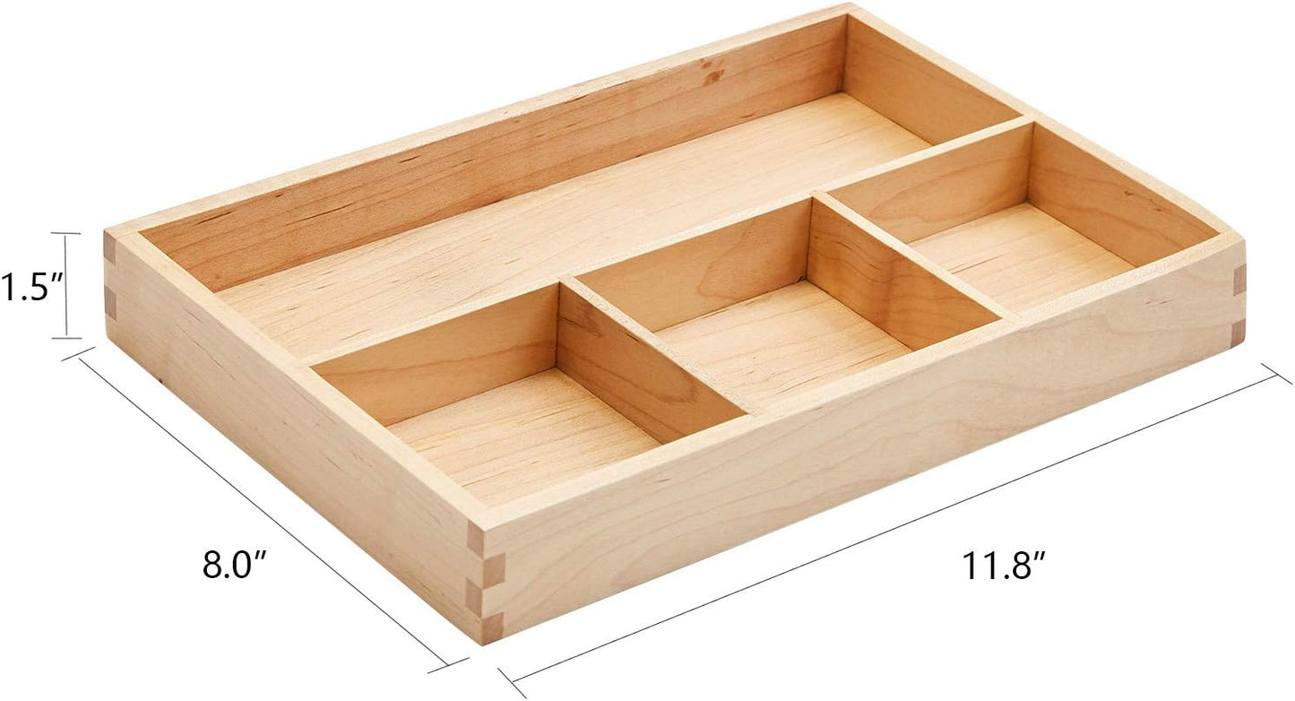 pandapark Wood Organizer Tray,Black Walnut,Desk & Drawer Storage Box (Maple Master)