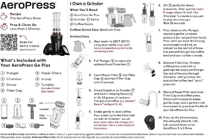 AeroPress Go Plus, Small Portable Coffee Maker Kit, Camping & Office, - Image 7