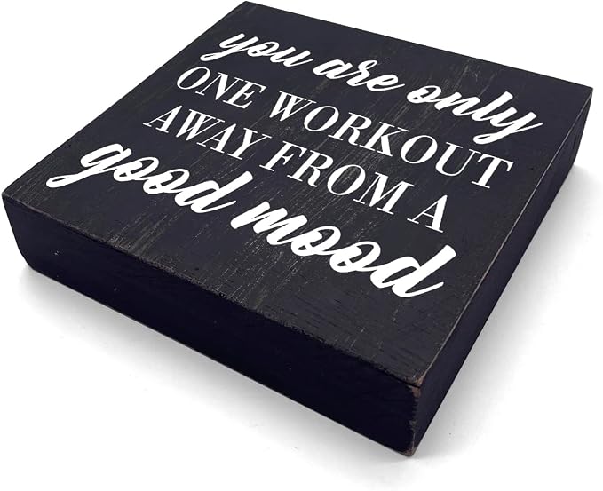 Motivational Gym Desk Decor Wooden Box Sign Fitness Gifts Rustic Black Wood - Image 2
