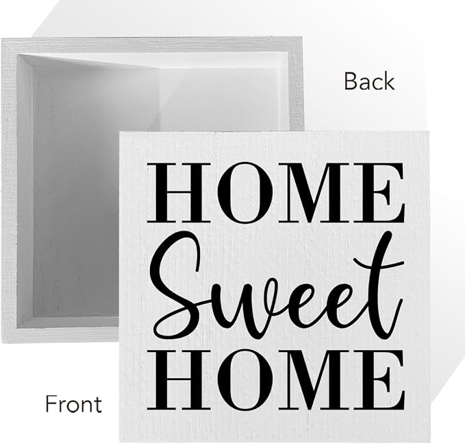 Home Sweet Home Rustic Farmhouse Style Wood Sign Art 5 x 5 Inch Wooden Box - Image 3