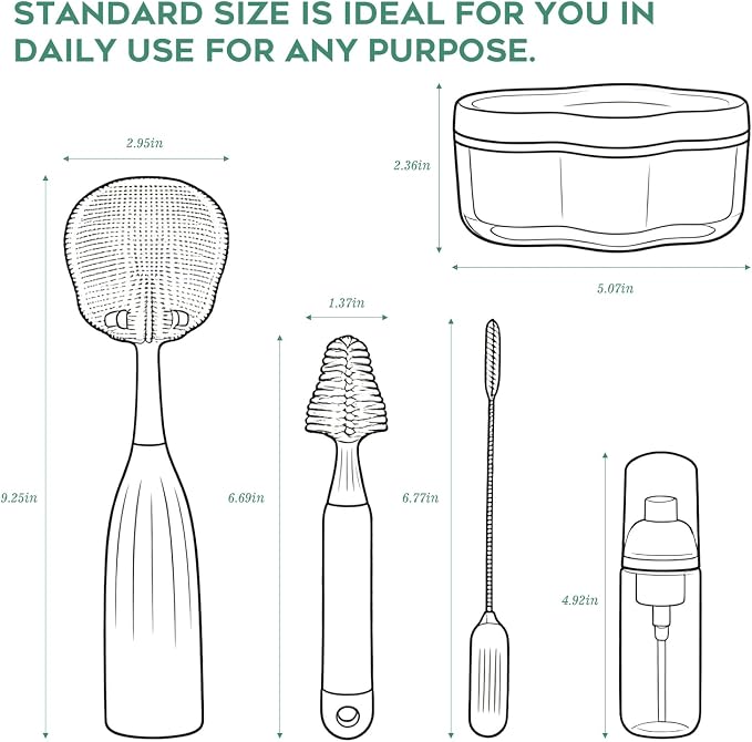 Baby Bottle Brush Set, Silicone Bottle Brush Cleaner - Image 4