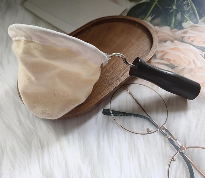 Reusable Coffee Filter with Wooden Handle, Cafe Flannel Cloth Filter Strainer - Image 4
