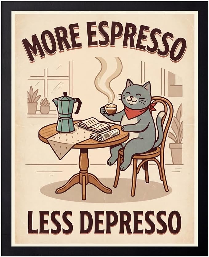 Lawrence Williams Designs Coffee Cat Poster by LawrenceWilliamsDesigns