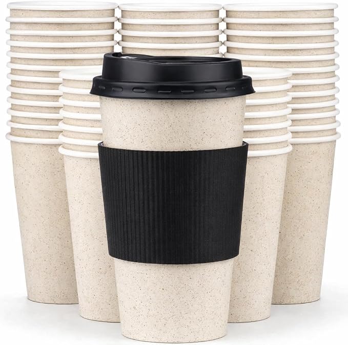 Promora 16 oz Disposable Natural Cream Coffee Cups by Promora