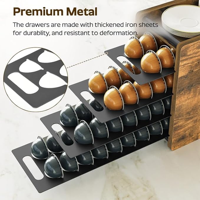 YATINEY Coffee Pod Drawer Holder, 72 Pods Large Capacity, 4 Tier Holder - Image 4