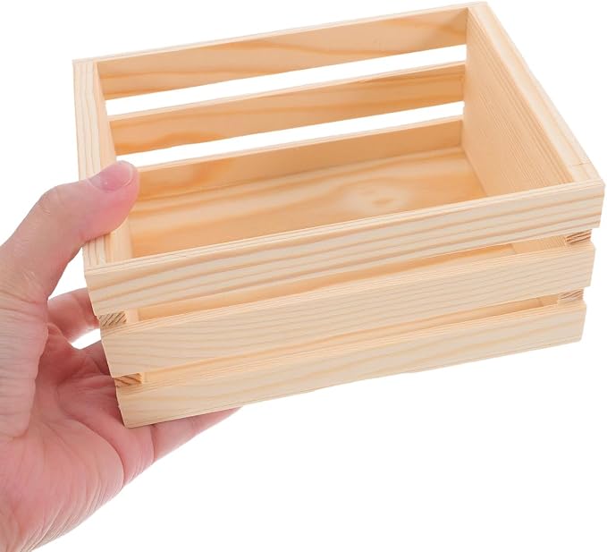 Mini Pine Wood Crate, 6.5" x 4.1" x 3.5" Small Wooden Storage Box - Image 5