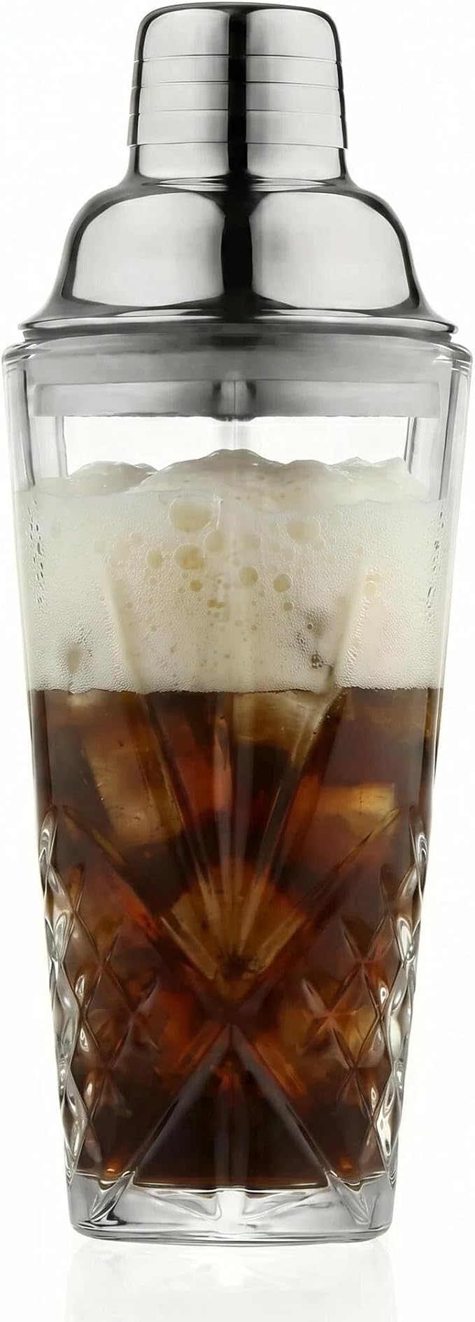 15oz Cut Crystal Cocktail Shaker, #304 Stainless Steel, Dishwasher Safe by Fioance