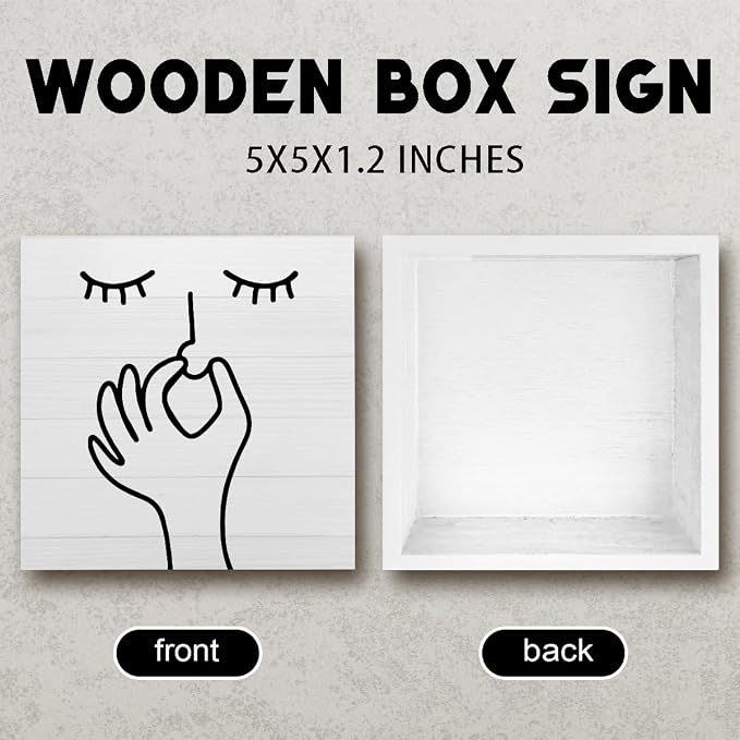Bathroom Decor Funny Stick Figure Wood Box Sign - Image 2
