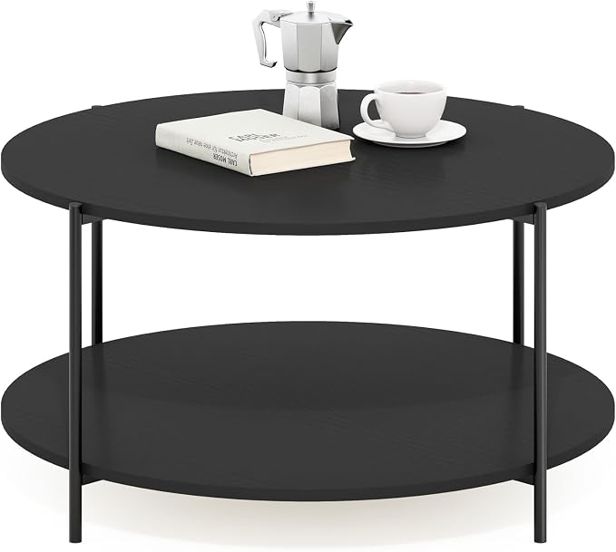 Furinno BESI Coffee Table, 2-Tier Round Modern Coffee Table by Furinno-FitsYourSpaceFitsYourBudget