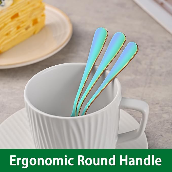 DEHOV 4.7 Inch Coffee Spoon, Rainbow Tea Spoons, Cute Multicolored Mini Spoons - Image 5