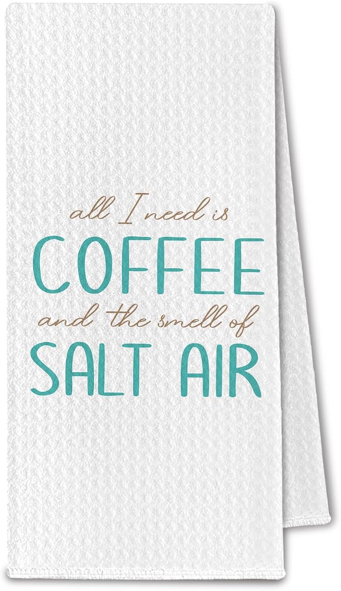 Coffee Lovers Gifts Kitchen Towels, Coastal Beach Dish Towels Drying Cloth by Unknown
