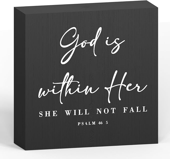 God Is Within Her Bible Verse Artwork Black Wood Box Sign Rustic Farmhouse by ENGVZ