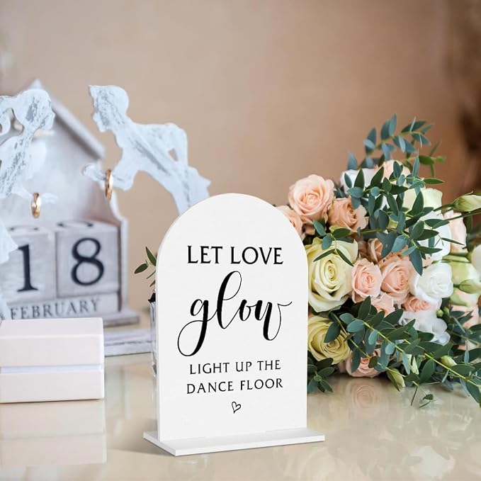 Let Love Glow Sign Wedding, Wedding Table Signs - Image 4
