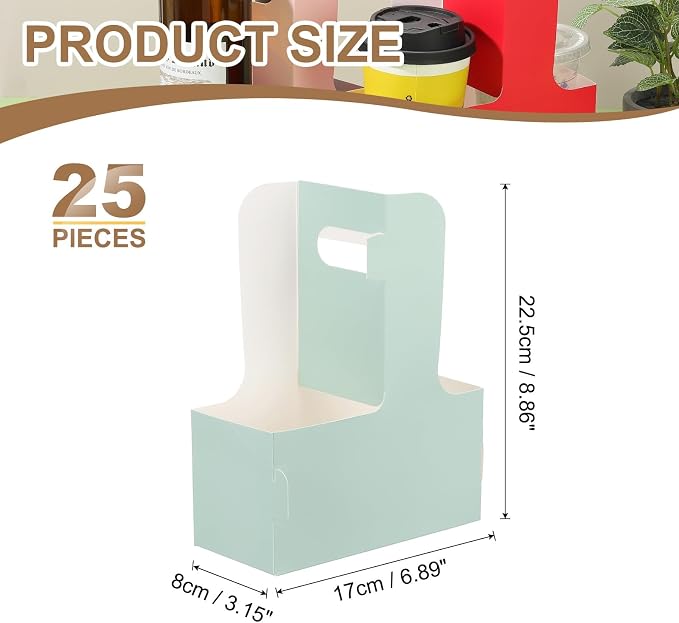 PATIKIL Drink Carrier with Handle, Light Green - Image 2