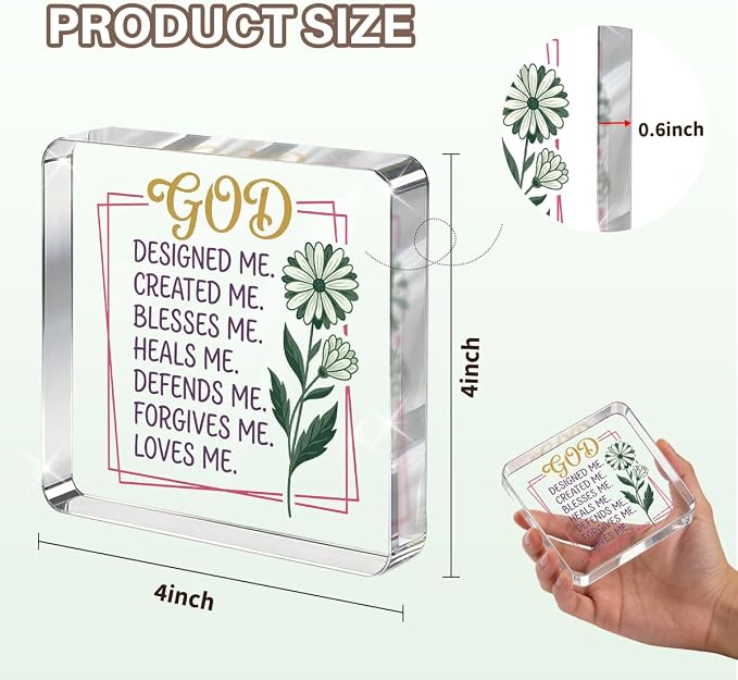 Christian Gifts for Women Desk Decor, Inspirational Religious Decor Acrylic Sign - Image 2