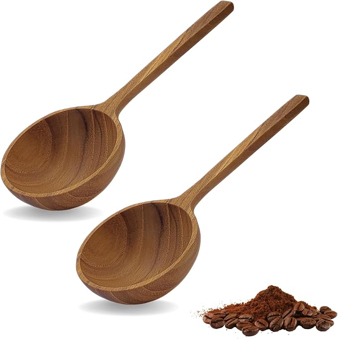 2 Pieces Wooden Coffee Spoon, Handmade Teak Wood Scoop by gwynth