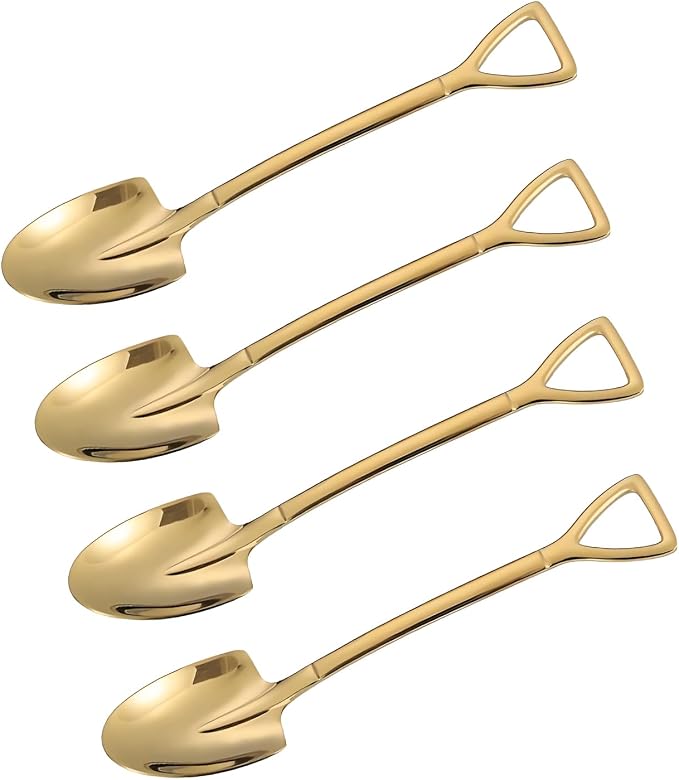 4 Pack gold Shovel Shape Demitasse Espresso Spoons, which can be used by Unknown