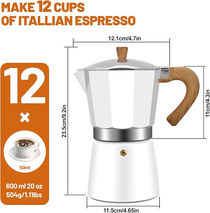 12 Cup Aluminum Espresso Stovetop Moka Pot Express Coffee Maker Percolator - Image 2