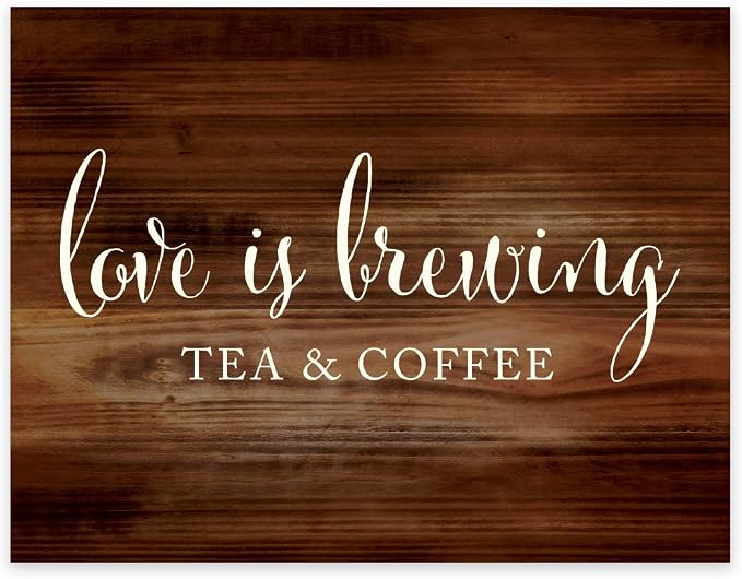 Andaz Press Wedding Party Signs, Rustic Wood Print, 8.5x11-inch, Tea & Coffee by AndazPress