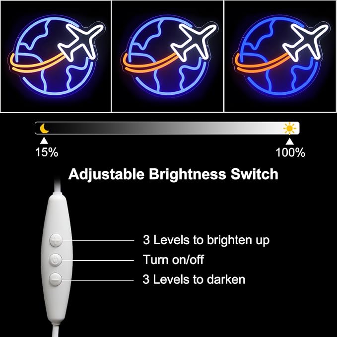 Airplane Travel Neon Sign Dimmable Earth Neon Lights - Image 5