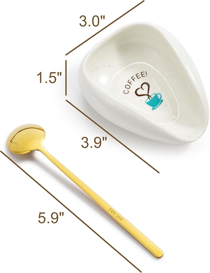 FANGSUN Coffee Spoon Rest, Coffee Bean Dosing Cup, Ceramic Spoon Holder - Image 4