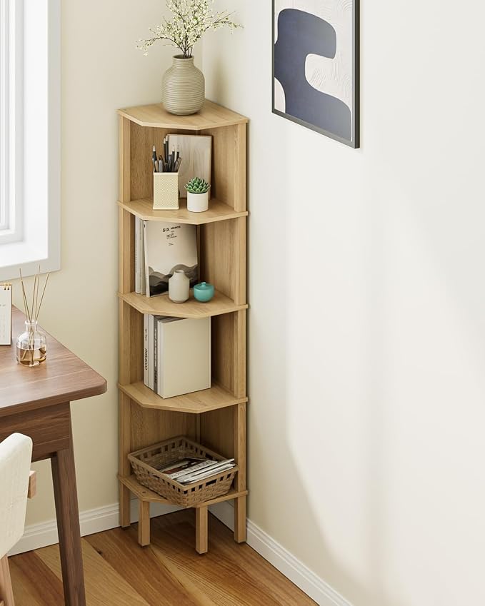 Corner Shelf, 5 Tier Corner Bookshelf, Display Corner Shelf Stand - Image 8