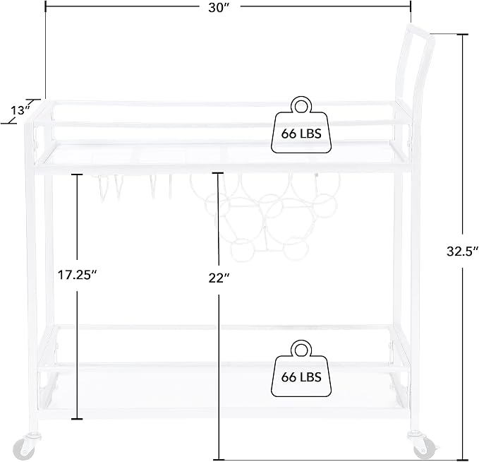 FirsTime & Co. Silver Delilah Bar Cart, 2 Tier Mobile Mini Bar, Kitchen Serving - Image 6
