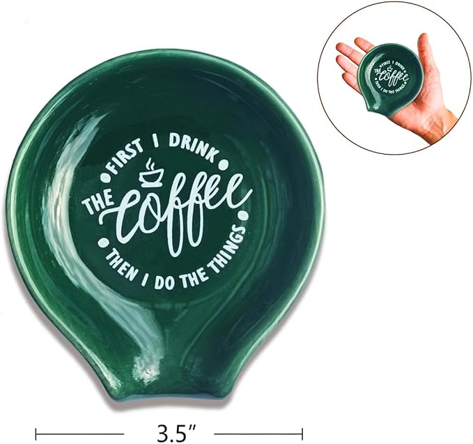Funny Coffee Quote First I Drink The Coffee Then I Do The Things Ceramic Spoon - Image 2