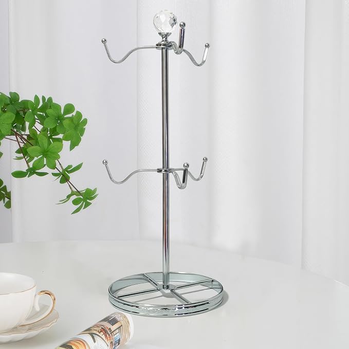 Mug Tree Coffee Cup Holder for Counter Top 6 Hooks | Double Tier Metal Mug Tree - Image 6