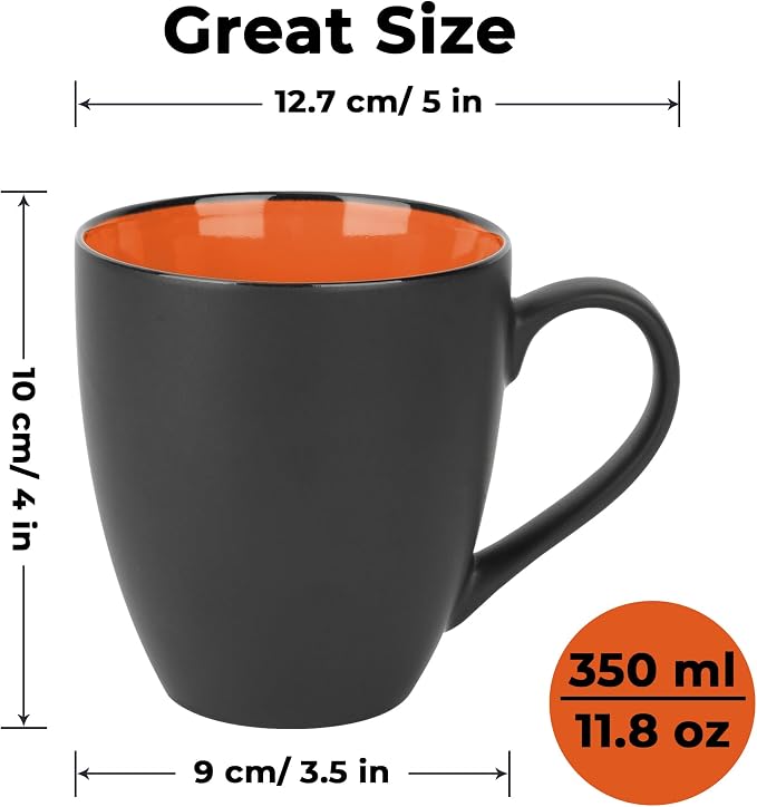 MIAMIO - Set of 6 Stoneware Coffee Mugs 12 Ounce/Cup Set - Le Papillon - Image 6