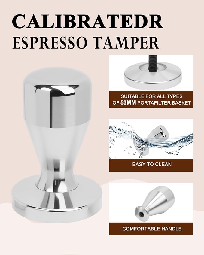 Espresso Accessories Kit, 53mm Espresso Tampera and Dosing Funnel Set, WDT Tool - Image 4
